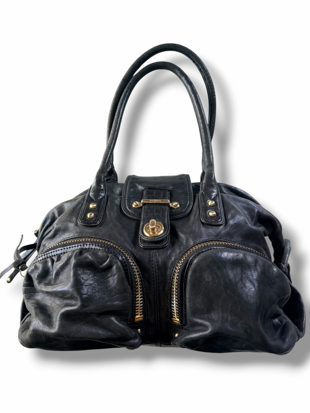 Botkier Y2K Bianca Soft Lambskin Leather Satchel Bag Black